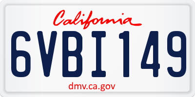 CA license plate 6VBI149
