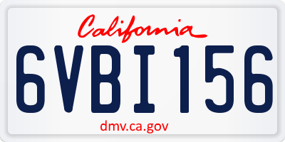 CA license plate 6VBI156