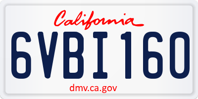 CA license plate 6VBI160