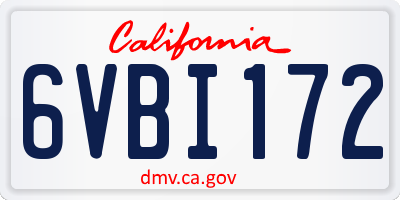 CA license plate 6VBI172