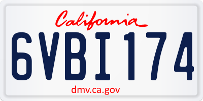 CA license plate 6VBI174
