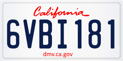 CA license plate 6VBI181