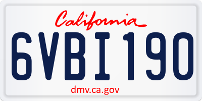 CA license plate 6VBI190