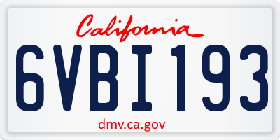 CA license plate 6VBI193