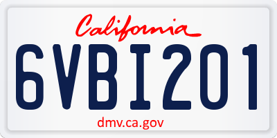 CA license plate 6VBI201