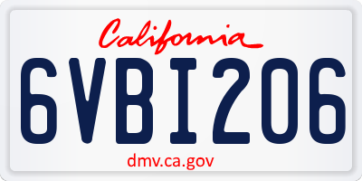 CA license plate 6VBI206