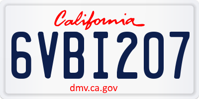 CA license plate 6VBI207