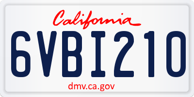 CA license plate 6VBI210