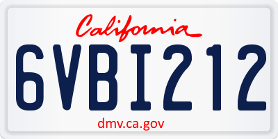 CA license plate 6VBI212