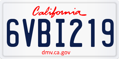 CA license plate 6VBI219