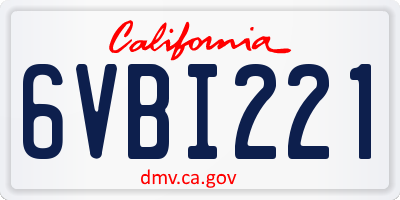 CA license plate 6VBI221