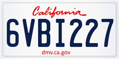 CA license plate 6VBI227