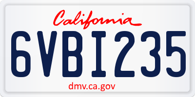 CA license plate 6VBI235