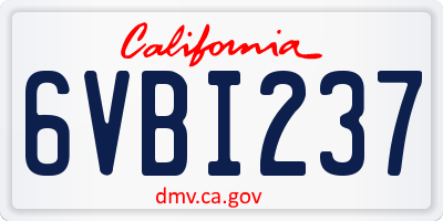 CA license plate 6VBI237