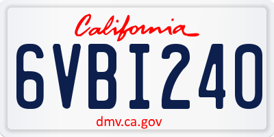 CA license plate 6VBI240