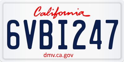 CA license plate 6VBI247