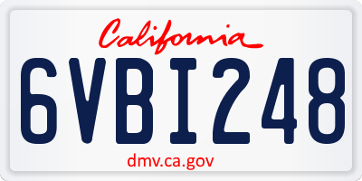 CA license plate 6VBI248