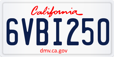 CA license plate 6VBI250