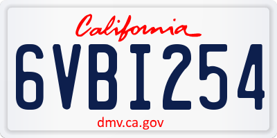 CA license plate 6VBI254
