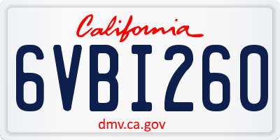 CA license plate 6VBI260