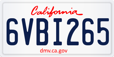 CA license plate 6VBI265