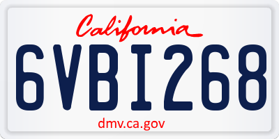 CA license plate 6VBI268