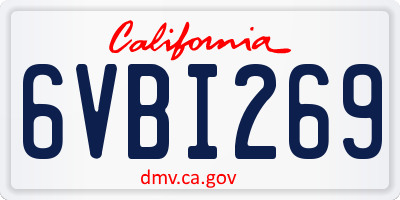 CA license plate 6VBI269