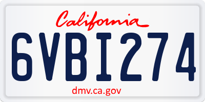 CA license plate 6VBI274