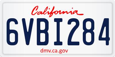 CA license plate 6VBI284