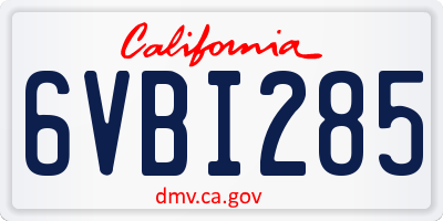 CA license plate 6VBI285