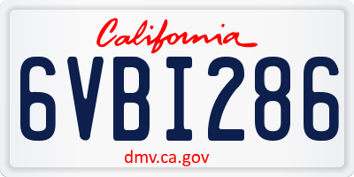 CA license plate 6VBI286