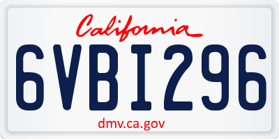 CA license plate 6VBI296