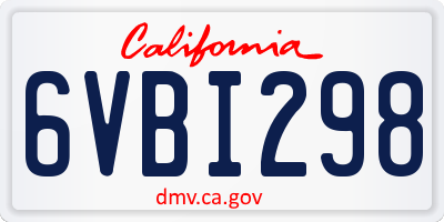 CA license plate 6VBI298