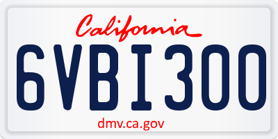 CA license plate 6VBI300