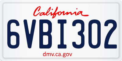 CA license plate 6VBI302