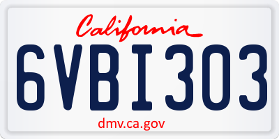 CA license plate 6VBI303