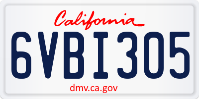 CA license plate 6VBI305