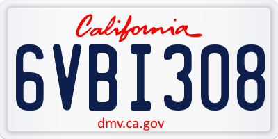 CA license plate 6VBI308