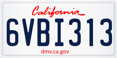 CA license plate 6VBI313
