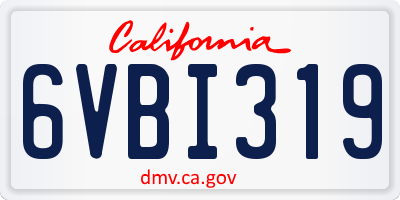 CA license plate 6VBI319