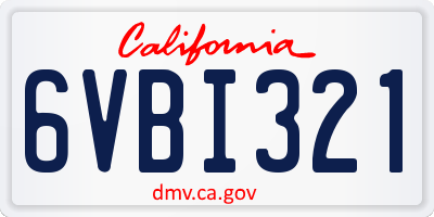 CA license plate 6VBI321