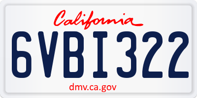 CA license plate 6VBI322