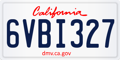 CA license plate 6VBI327