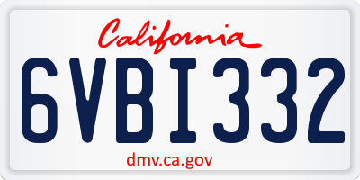 CA license plate 6VBI332
