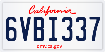 CA license plate 6VBI337