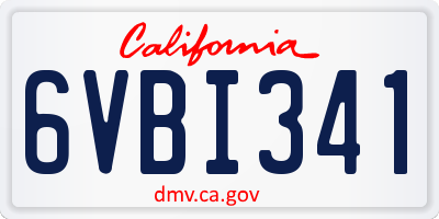 CA license plate 6VBI341