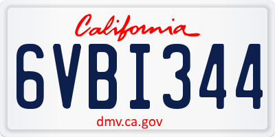 CA license plate 6VBI344