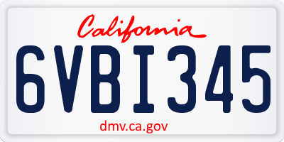 CA license plate 6VBI345