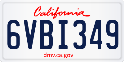CA license plate 6VBI349