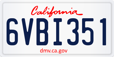 CA license plate 6VBI351